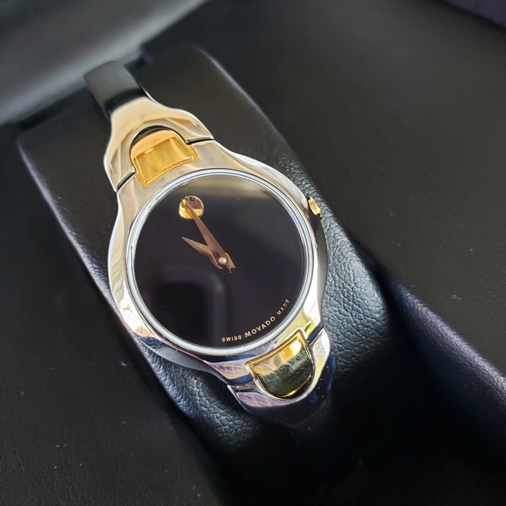 SOLD Movado Kara Two-Tone Black Stainless Watch - Picture 4 of 8